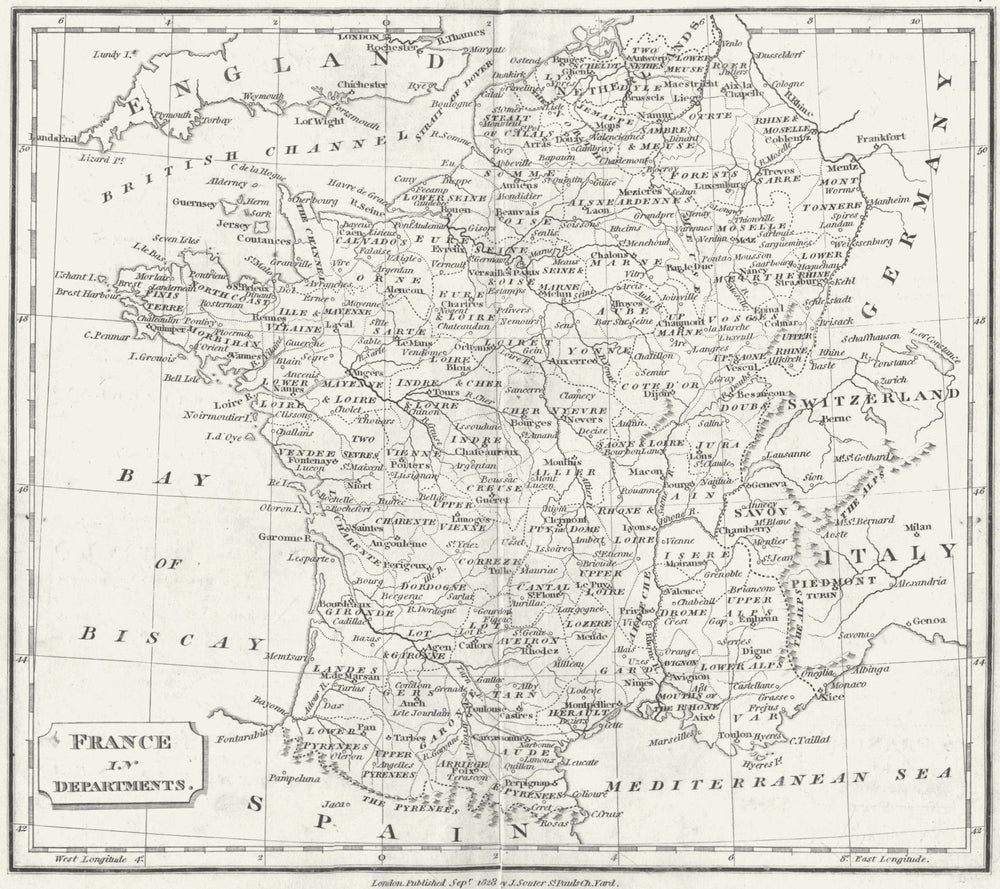 FRANCE. Departments. Clark  1828 old antique vintage map plan chart