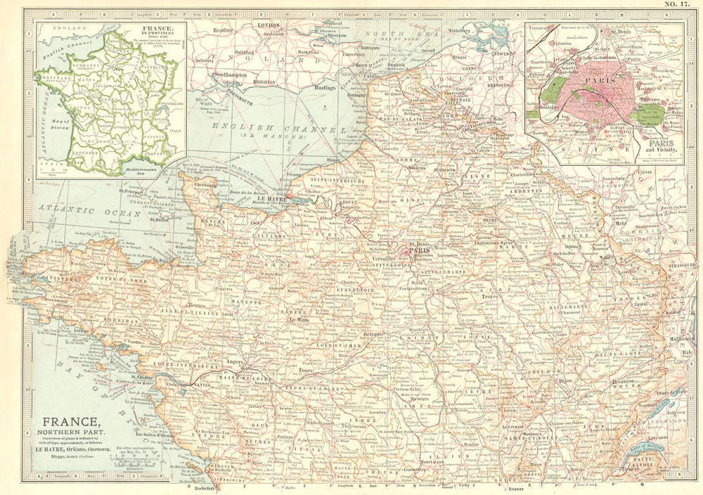 FRANCE. North; inset Paris, Provinces pre-1789 1903 old antique map plan chart