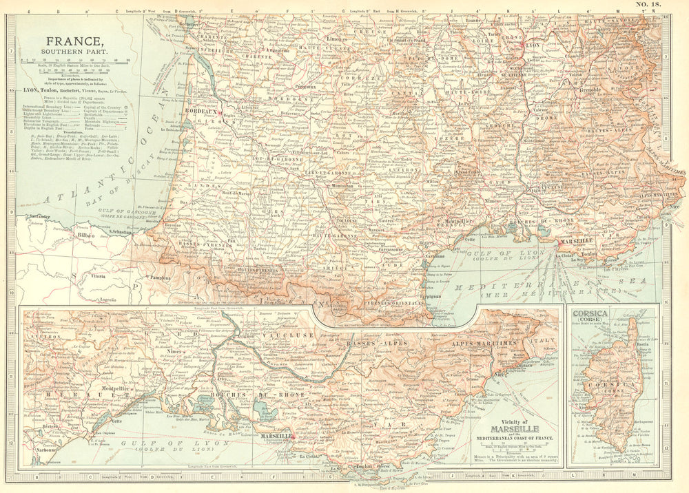 FRANCE. South 1903 old antique vintage map plan chart