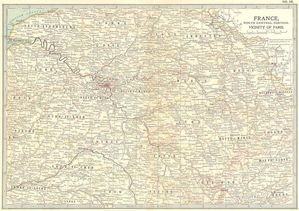 FRANCE. North Central around Paris 1903 old antique vintage map plan chart