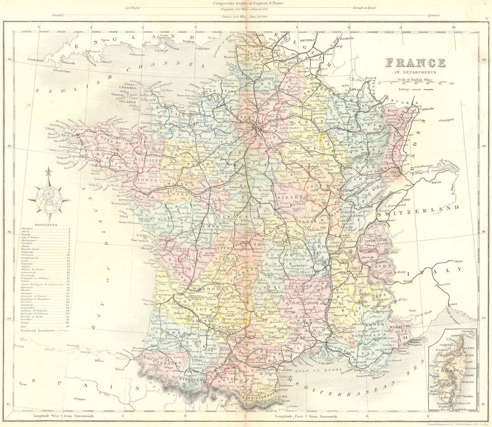 FRANCE. Departments. Mackenzie 1868 old antique vintage map plan chart