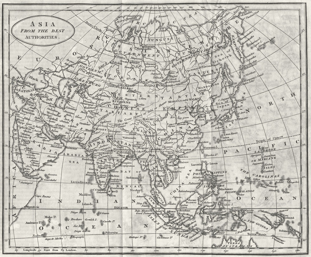 ASIA. Continent. BROOKES 1820 old antique vintage map plan chart