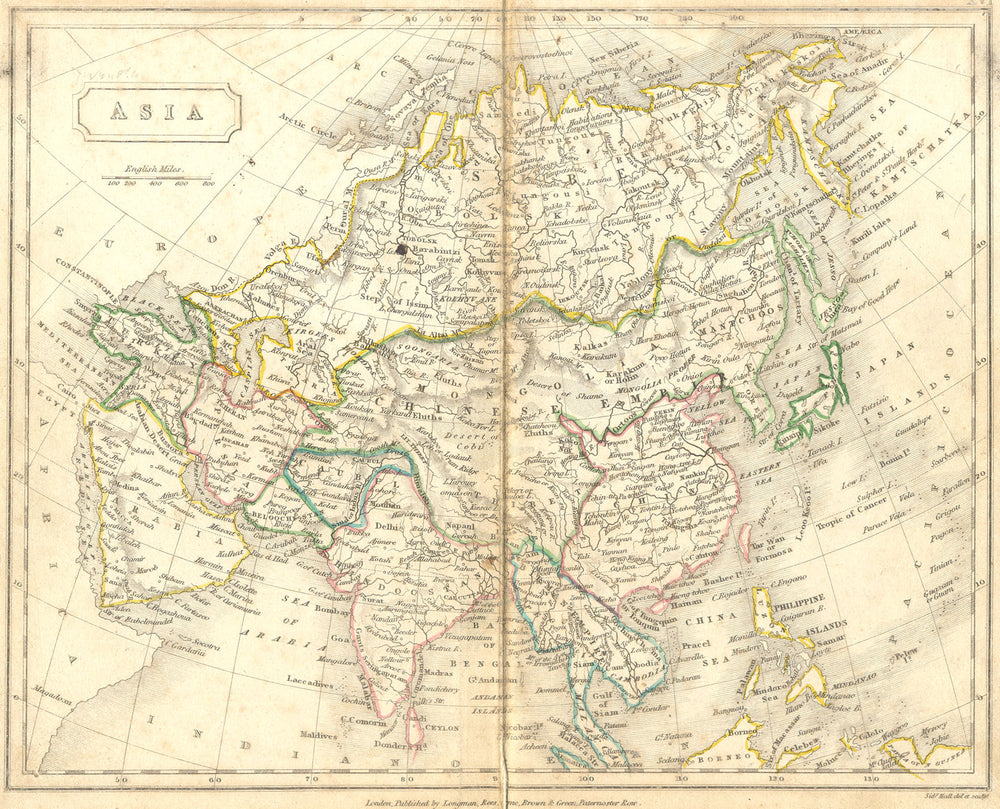ASIA. Continent. Sidney Hall 1850 old antique vintage map plan chart
