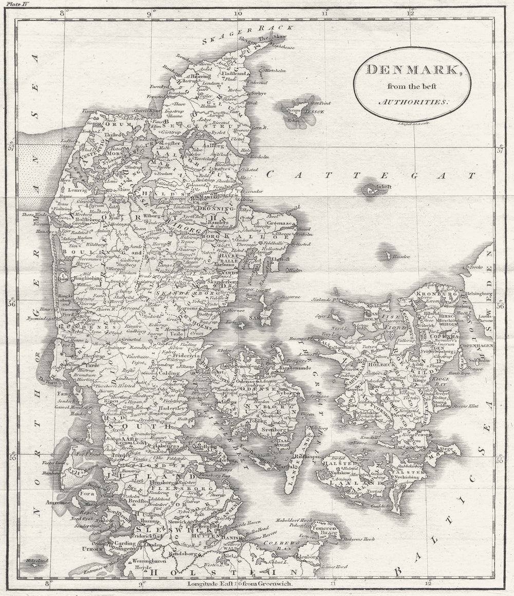 DENMARK. Guthrie  1808 old antique vintage map plan chart