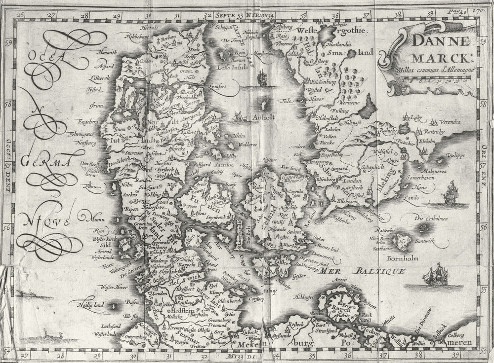 DENMARK. Danne Marck. Martineau 1700 old antique vintage map plan chart