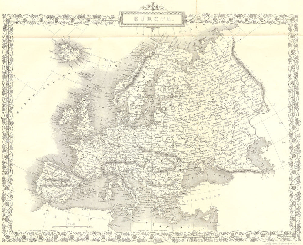 EUROPE. Continent. Rapkin 1850 old antique vintage map plan chart