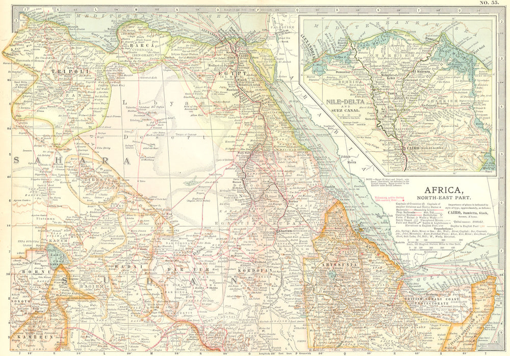 AFRICA. NE Part. Egypt Somali 1903 old antique vintage map plan chart