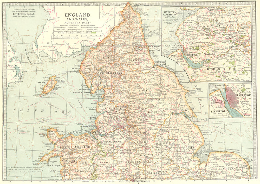 UK. England Wales, North 1903 old antique vintage map plan chart