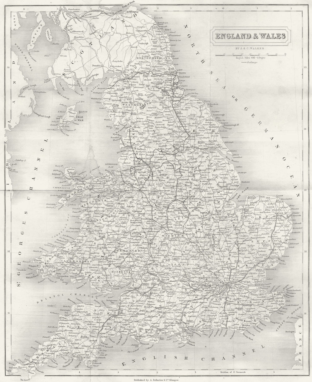 UK. England Wales. England Wales Fullarton Map 1841 old antique plan chart