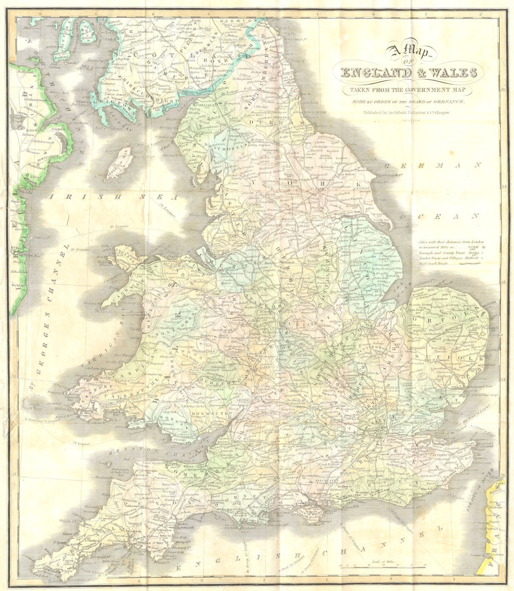 ENGLAND & WALES. FULLARTON 1834 old antique vintage map plan chart