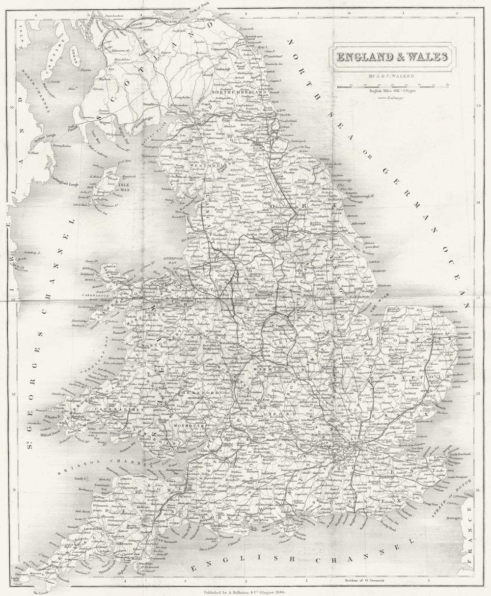 UK. Fullarton 1841 old antique vintage map plan chart