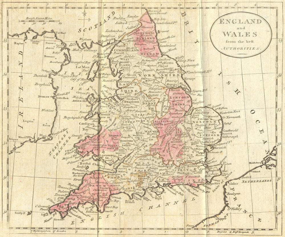 UK. England Wales. Guthrie 1787 old antique vintage map plan chart