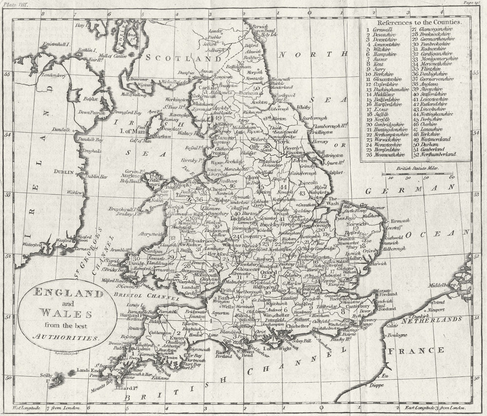 UK. England Wales. Guthrie 1796 old antique vintage map plan chart