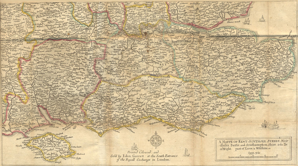 SE ENGLAND. Home Counties. HOLLAR 1676 old antique vintage map plan chart