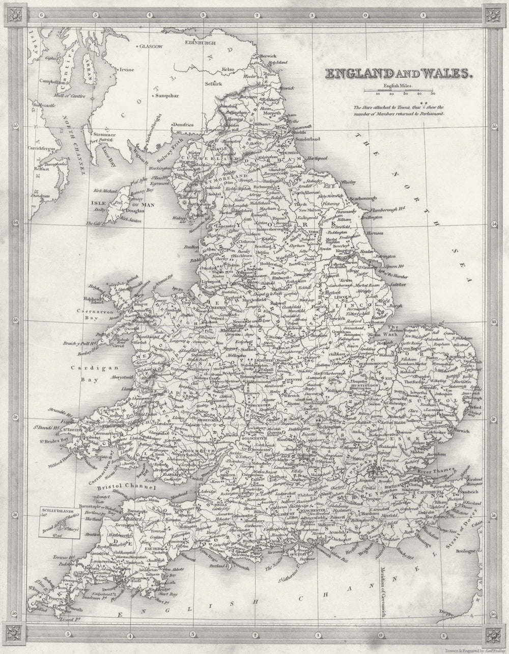 UK. England Wales. Kelly 1841 old antique vintage map plan chart