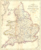 ENGLAND WALES. Roads, rail, canals, rivers. Lewis 1848 old antique map chart