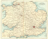 UK. Central England. Walker Bartholomew 1896 old antique map plan chart