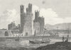 WALES. Caernarfon Castle, Eagle's Tower. Dugdale c1840 old antique print