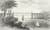 BANGOR. Suspension bridge, Caernarfonshire. Dugdale 1835 old antique print