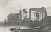WALES. Caernarfon Castle, Caernarfonshire. Dugdale c1840 old antique print