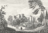 WALES. Laugharne Castle, Carmarthenshire. DUGDALE c1840 old antique print