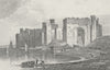 WALES. Caernarfon Castle, Caernarfonshire. DUGDALE c1840 old antique print