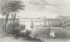 BANGOR. Suspension bridge, Caernarfonshire. DUGDALE 1835 old antique print