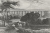 DENBIGHSHIRE. Pontcysyllte Aqueduct, Llangollen, Dee c1840 old antique print