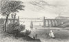 BANGOR. Suspension bridge, Caernarfonshire. DUGDALE 1835 old antique print