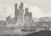WALES. Caernarfon Castle, Eagle's Tower. DUGDALE c1840 old antique print