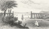 BANGOR. Suspension bridge, Caernarfonshire. DUGDALE 1835 old antique print