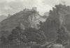 DERBYS. Peveril's Castle, peak, Derbyshire. DUGDALE c1840 old antique print