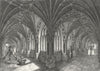 WORCS. Cloisters of Worcester Cathedral 1807 old antique vintage print picture