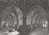 WORCS. Cloisters of Worcester Cathedral 1807 old antique vintage print picture