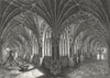 WORCS. Cloisters of Worcester Cathedral 1807 old antique vintage print picture