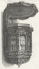 WORCS. Stone Pulpit, Worcester Cathedral 1807 old antique print picture