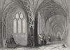 WORCS. Worcester, Cathedral, choisters c1850 old antique vintage print picture