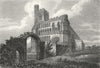 BEDS. Dunstable Priory gate, Bedfordshire. Church 1808 old antique print