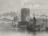 CHESHIRE. Chester Cathedral, water tower 1850 old antique print picture