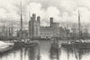 WALES. Caernarfon Castle. Barbner sepia 1895 old antique vintage print picture