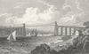 ANGLESEA. Menai bridge, Caernarfonshire. Wales c1831 old antique print picture