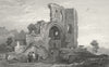 DENBIGHSHIRE. Denbigh Castle. Gastineau & cows c1831 old antique print picture