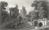 WALES. Hawarden Castle, Flintshire. Gastineau 1850 old antique print picture