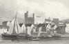 SWANSEA. Castle & harbour, Glamorganshire. DUGDALE 1835 old antique print