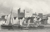 SWANSEA. Castle & harbour, Glamorganshire. DUGDALE 1835 old antique print