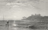 LLANSTEFFAN. Sands, Carmarthenshire. view Castle c1831 old antique print