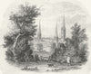 WARCS. West Coventry fields. Harwood c1855 old antique vintage print picture