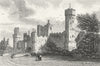 WARWICK CASTLE. Warwickshire. DUGDALE Guy's Tower 1845 old antique print