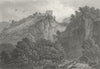 DERBYS. Peveril's Castle, peak, Derbyshire. DUGDALE c1840 old antique print