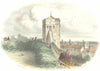 CHESHIRE. Phoenix Tower, Chester. Hughes 1856 old antique print picture